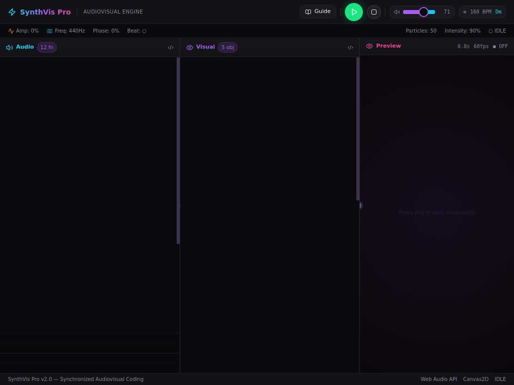 SynthVis Pro audio and visual code editors from the recorded baseline run