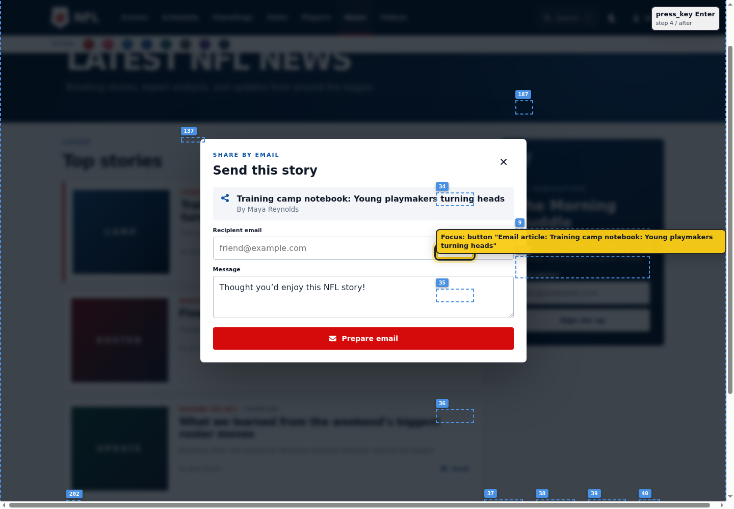Dialog open while focus remains outside it